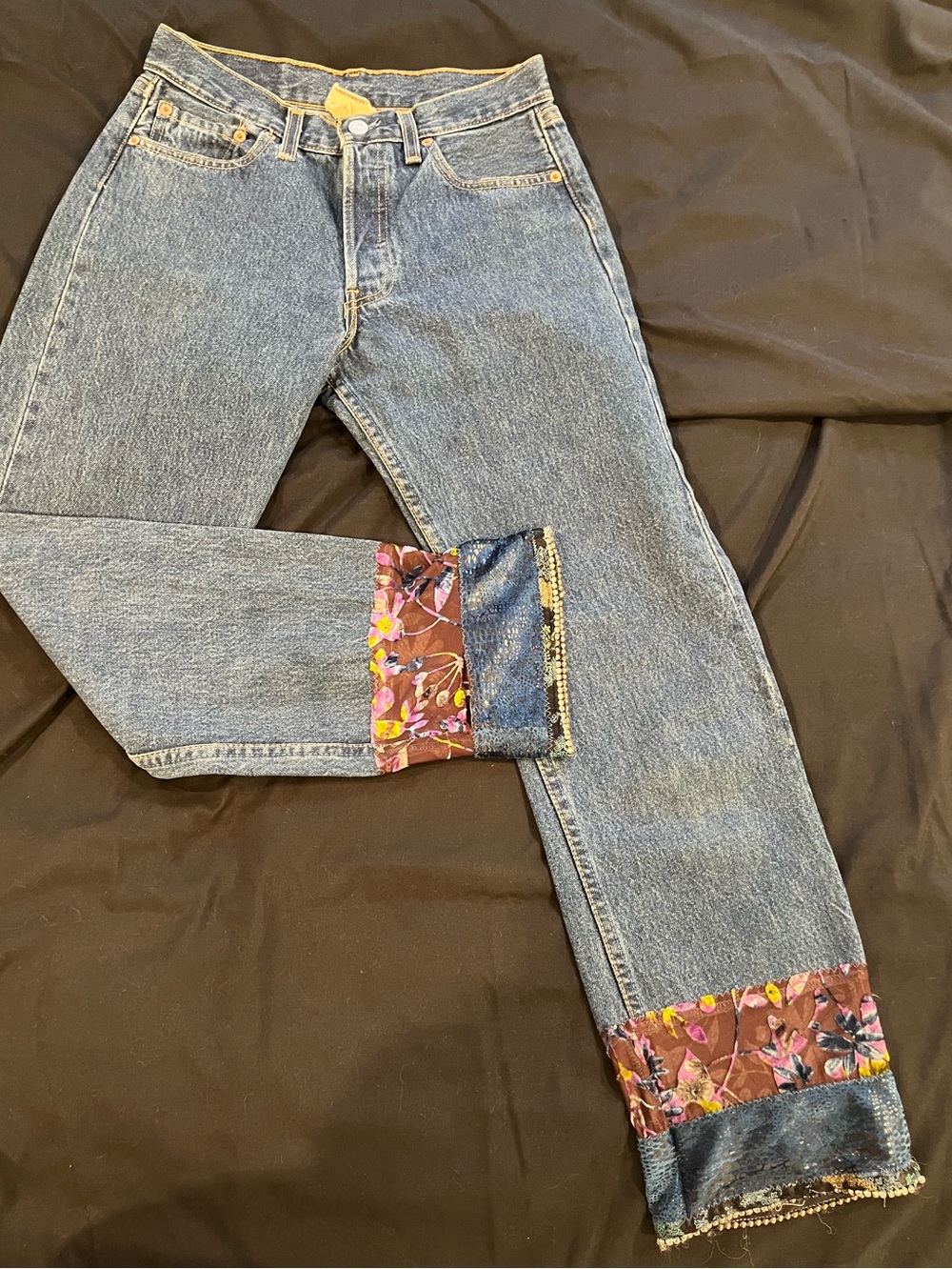 Bella Dahl Jeans*Embellised Cuff*Silk*Vintage Levi’s Reworked by Bella Dahl